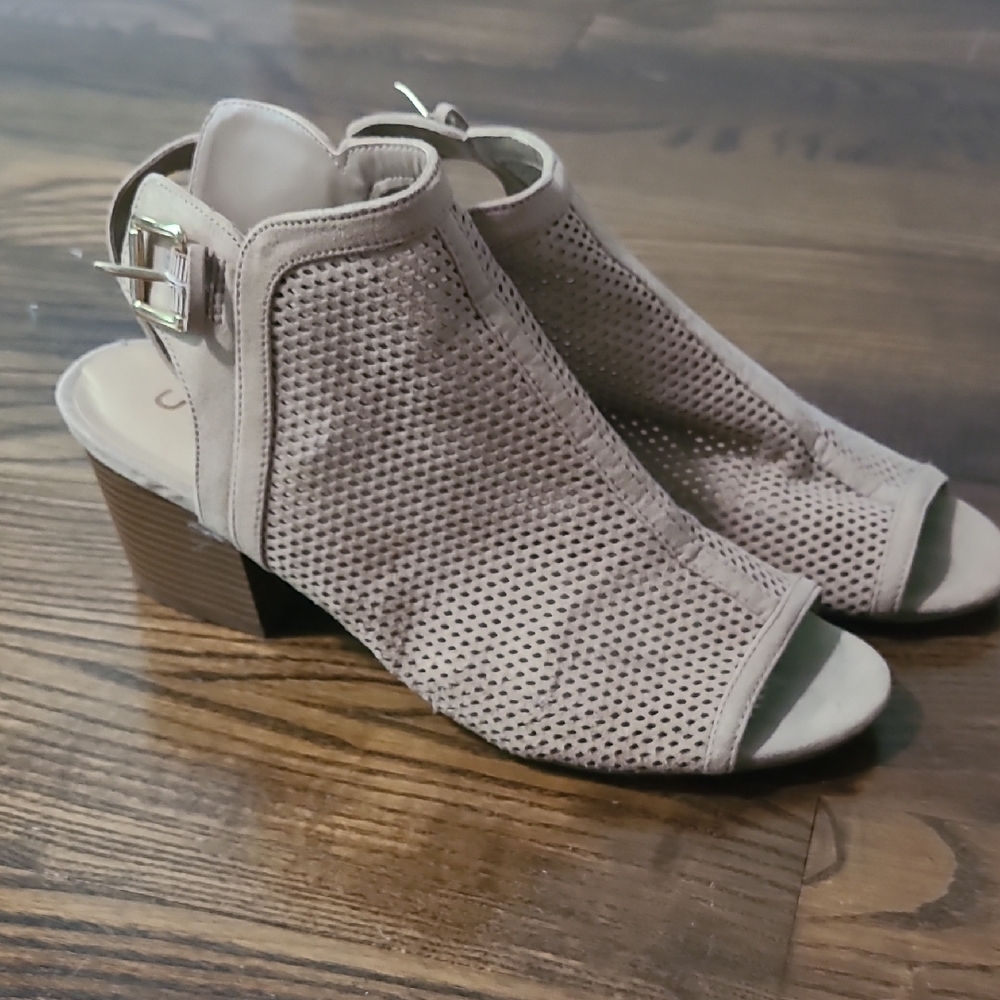 Chic Taupe Open-Toe Ankle Boots